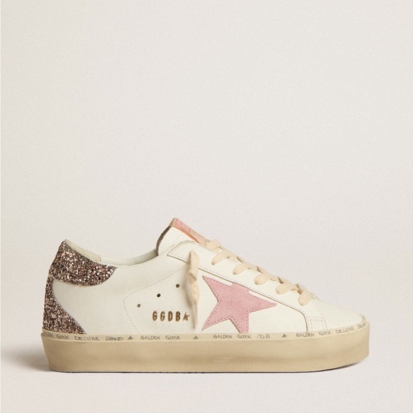 Golden Goose Women's Cream and Pink Glitter Sneakers - Picture 1 of 5